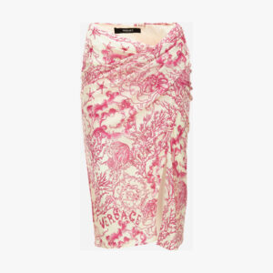 Skirt In Underwater Barocco Bicolour Allover On Responsible Viscose Liquid Jersey - Eggshelldragonfruit