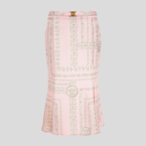 Skirt In Enver Satin Medusa Chain Allover Print - Pink-Champagne