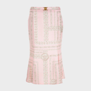 Skirt In Enver Satin Medusa Chain Allover Print - Pink-Champagne