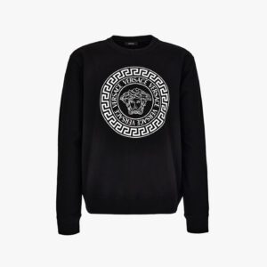 2XL3XL4XLXSSMLXLShow moreSweatshirt In Non-Brushed Sweat Fabric-Medusa Versace Greca Print - Black-White