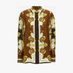 Formal Shirt In Silk Twill Print Barocco Spring - Brown