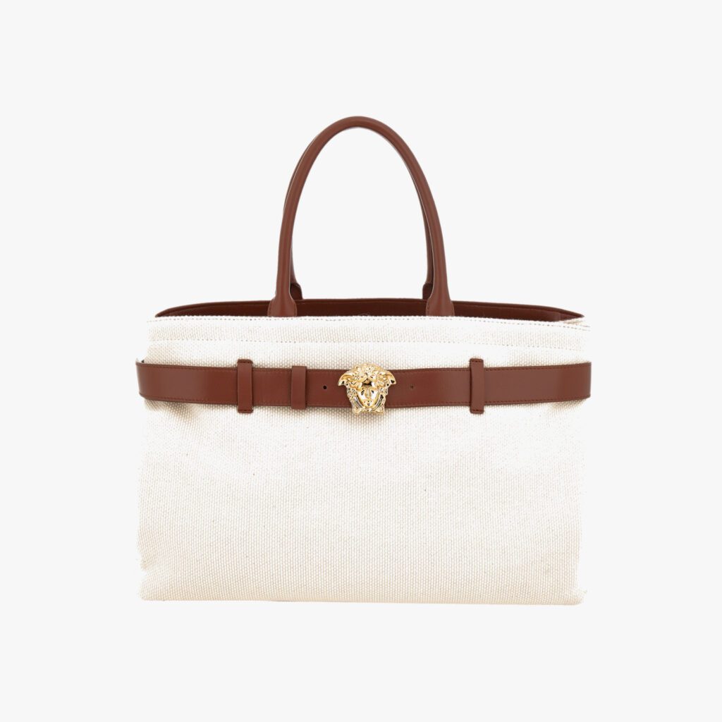 La Medusa Large Tote In Fabric-Calf Leather
