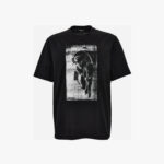 T-Shirt In Compact Cotton Jersey Fabric + Medusa Via Gesu' Print - Black