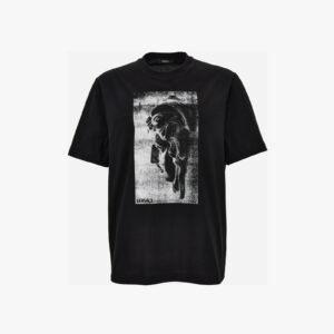 T-Shirt In Compact Cotton Jersey Fabric + Medusa Via Gesu' Print - Black