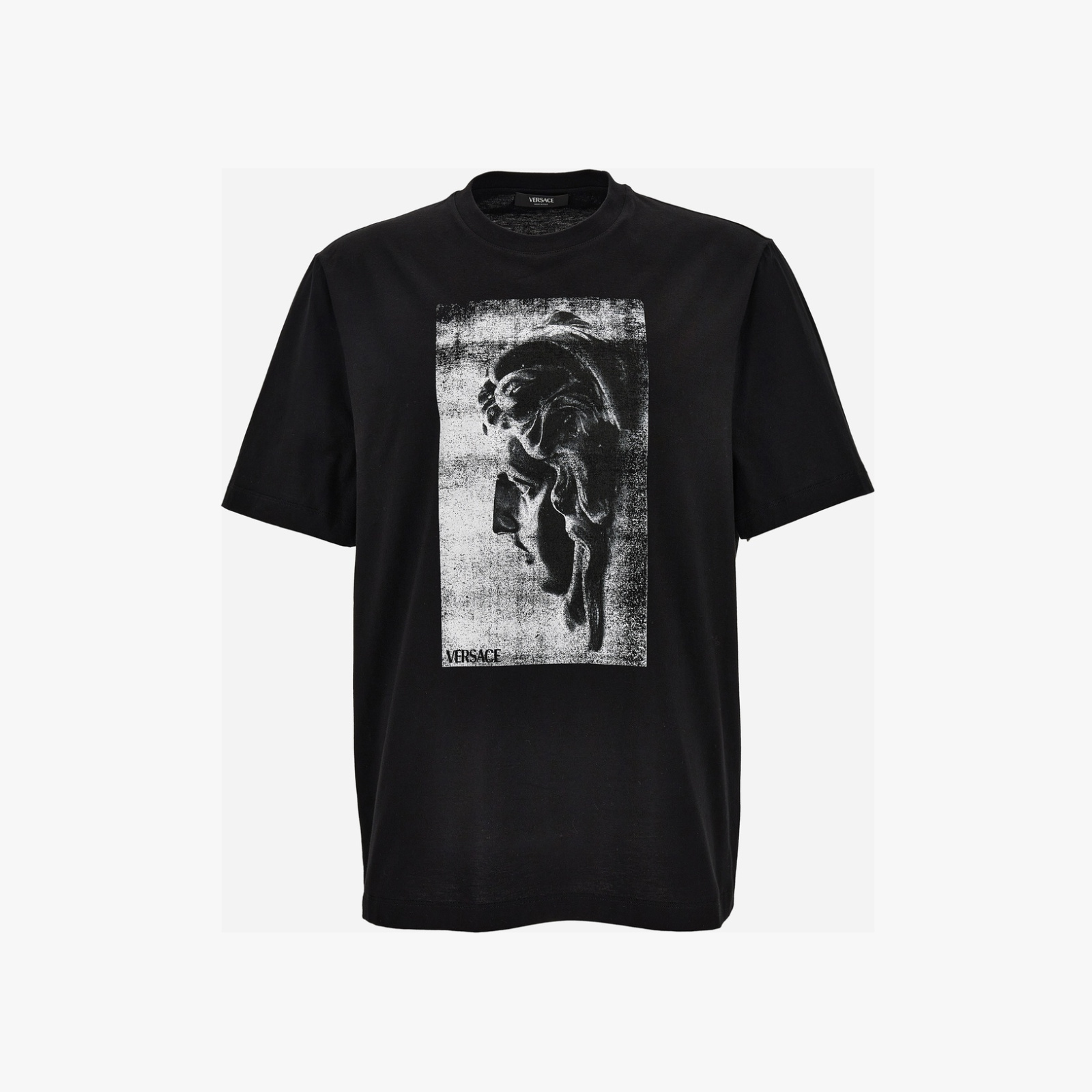 T-Shirt In Compact Cotton Jersey Fabric + Medusa Via Gesu' Print - Black T-Shirt In Compact Cotton Jersey Fabric + Medusa Via Gesu' Print - Black