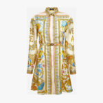 Dress In Underwater Barocco Foulard On Silk Twill - Multicolor