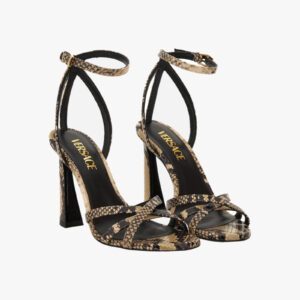 Sandal In Printed Python Calf Leather - Stone-Versace Gold
