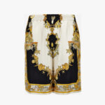Shorts In Silk Twill Coral Theatre Print - Black