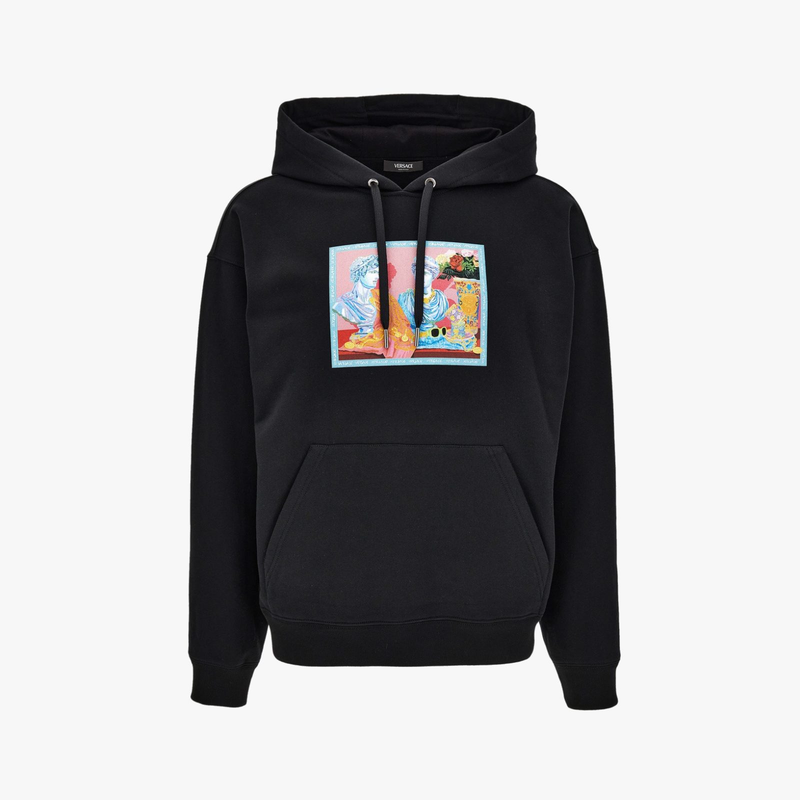 Sweatshirt In Non-Brushed Sweat Fabric-Versace Gallery Print - Black-Print Sweatshirt In Non-Brushed Sweat Fabric-Versace Gallery Print - Black-Print