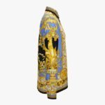 Informal Shirt In Barocco Palm Print Silk Fabric - Black-Stone Blue-Gold