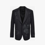 Jacket In Grain De Poudre Wool Fabric + La Vacanza Embroidery Lurex And Beads - Black