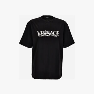 T-Shirt In Jersey Fabric-Versace Print - Black-White