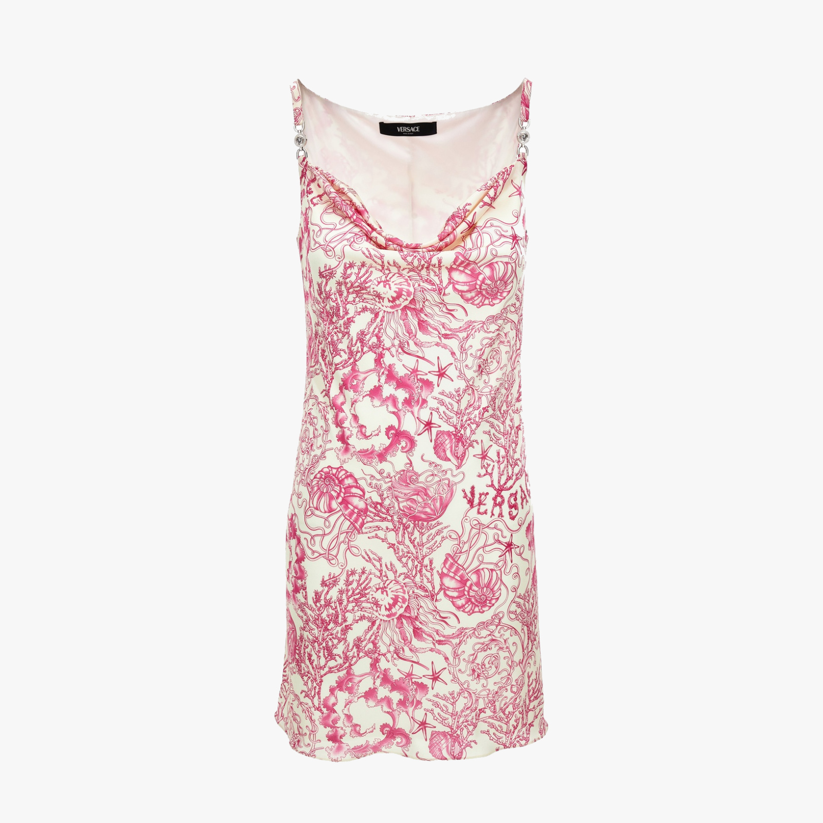 Dress In Underwater Barocco Bicolour Allover On Responsible Viscose Liquid Jersey - Eggshelldragonfruit Dress In Underwater Barocco Bicolour Allover On Responsible Viscose Liquid Jersey - Eggshelldragonfruit