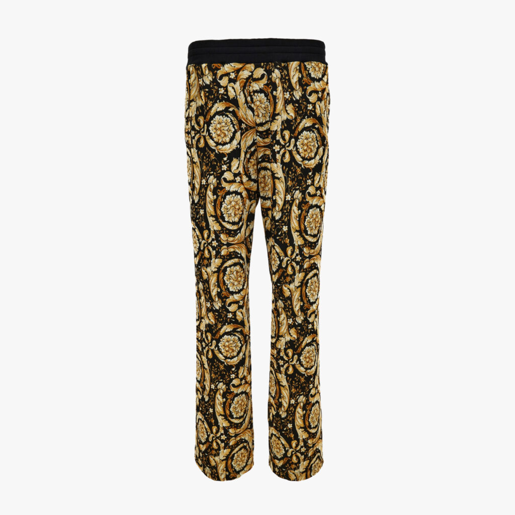 Sweatpant In Barocco Jacquard Fabric - Black-Gold