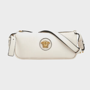 Bag In Grainy Calf Leather - Optical White-Versace Gold