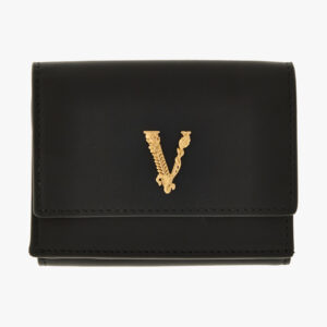 Wallet In Calf Leather - Black-Versace Gold