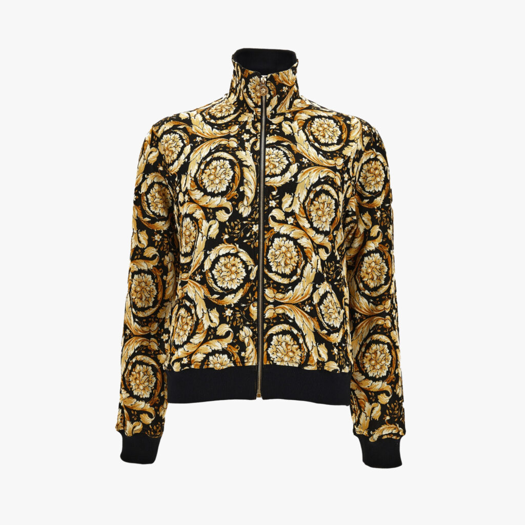 Sweatshirt In Barocco Jacquard Fabric - Black-Gold