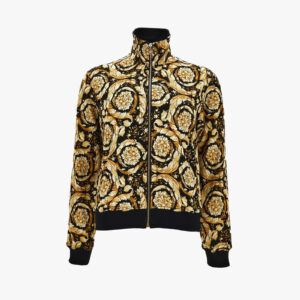 Sweatshirt In Barocco Jacquard Fabric - Black-Gold