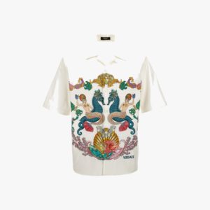 Informal Shirt In Poplin Fabric Coral Theatre Crest Print - Multicolor