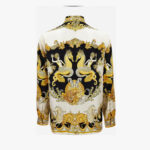 Informal Shirt In Silk Twill Coral Theatre Print - Black