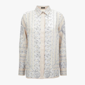 Formal Shirt In Twill Poly Medusa Chain Print - Champagne-Grey