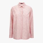 Formal Shirt In Cotton Poplin With Allover Baroque Print - Pink