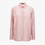 Formal Shirt In Cotton Poplin With Allover Baroque Print - Pink