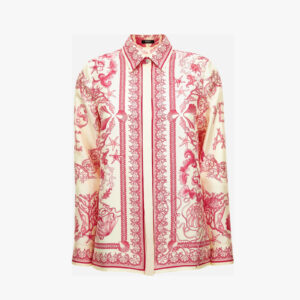 Formal Shirt In Underwater Barocco Bicolour Foulard On Silk Twill - Eggshelldragonfruit