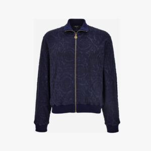 Sweatshirt In Baroque Towel Stitch Jacquard Fabric - Blue