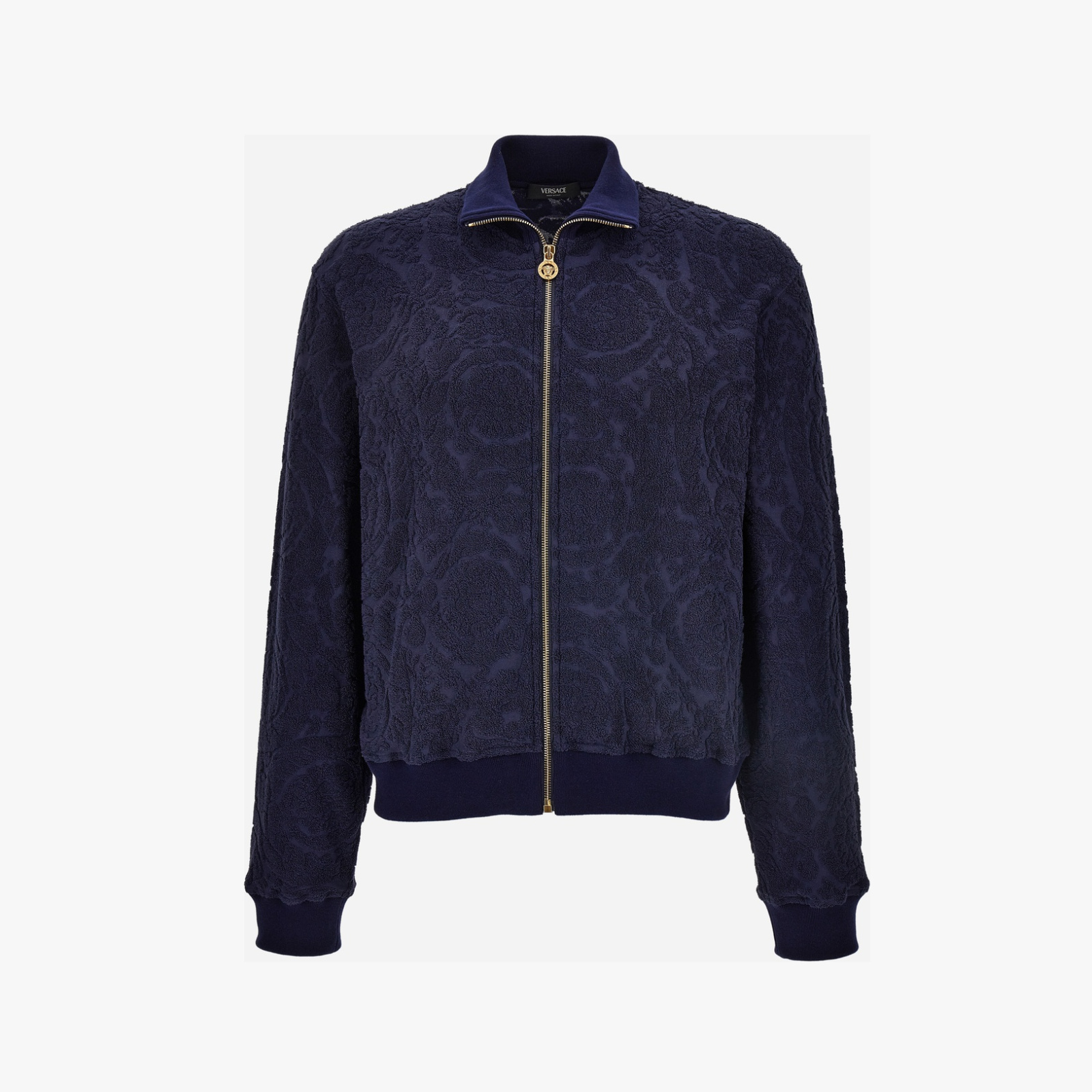 Sweatshirt In Baroque Towel Stitch Jacquard Fabric - Blue Sweatshirt In Baroque Towel Stitch Jacquard Fabric - Blue