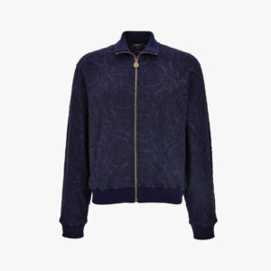 Sweatshirt In Baroque Towel Stitch Jacquard Fabric - Blue