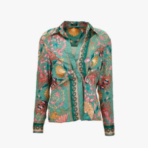 Informal Shirt In Underwater Barocco Foulard On Responsible Pl Twill Wr - Green