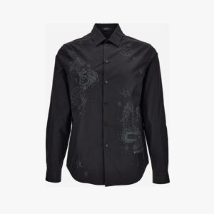 Shirt In Cotton Poplin + Lurex And Bead Embroidery - Black