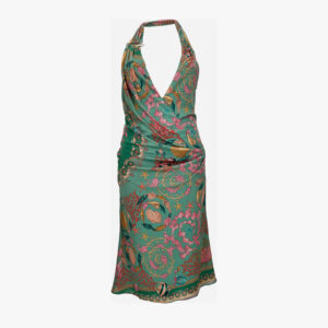 Dress In Underwater Barocco Foulard On Responsible Viscose Liquid Jersey - Green