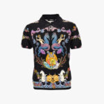 Knit Sweater In La Vacanza Printed Silk - Black-Multicolor