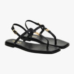 Sandal In Shiny Calf Leather-Metal Hardware - Black-Versace Gold