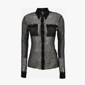 Informal Shirt In Silk Creponne - Black