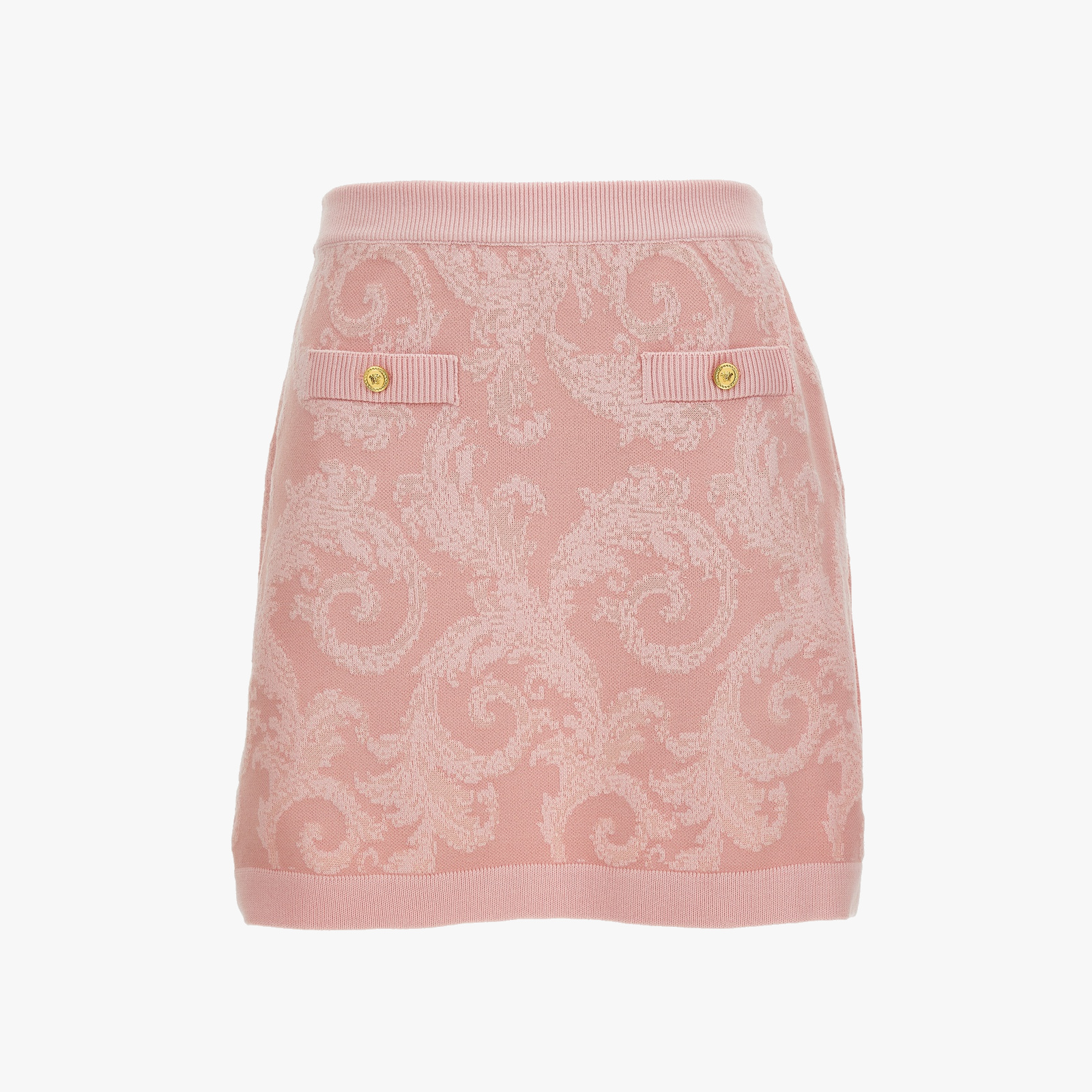Knit Skirt In Barocco Leafy Viscose Blend Jacquard - Pink Knit Skirt In Barocco Leafy Viscose Blend Jacquard - Pink