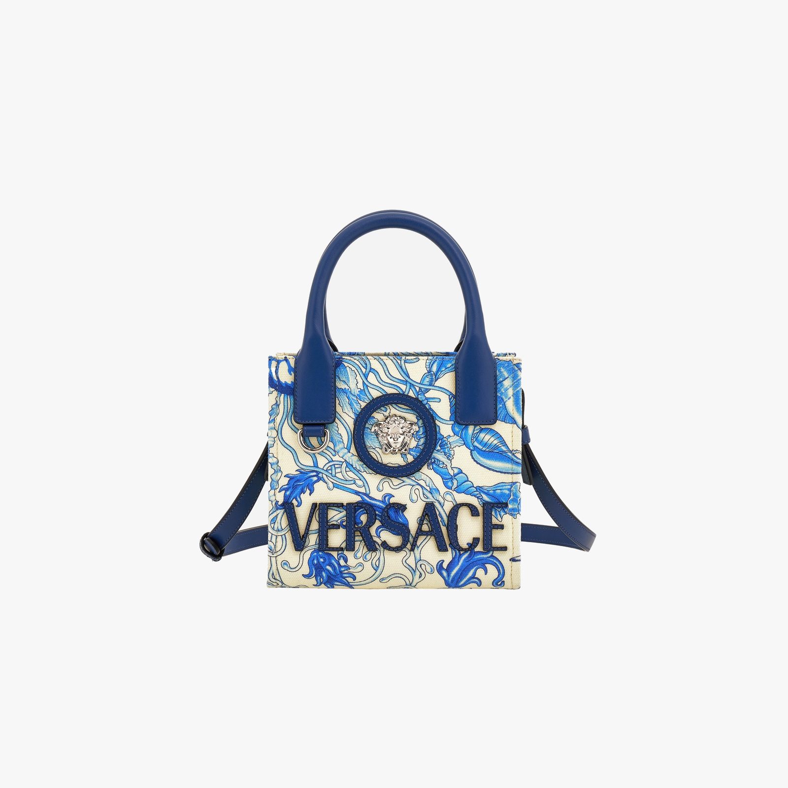 Tote In Fabric+Calf Leather - Eggshellbright Dv Blue-Palladium Tote In Fabric+Calf Leather - Eggshellbright Dv Blue-Palladium