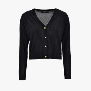 Knit Sweater In Medusa Embroidery Viscose Blend - Black