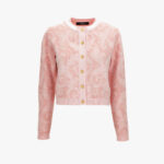 Knit Sweater In Barocco Leafy Viscose Blend Jacquard - Pink