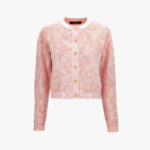 Knit Sweater In Barocco Leafy Viscose Blend Jacquard - Pink