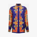 Formal Shirt In Silk Twill Print Barocco Spring - Ultramarinescarlet