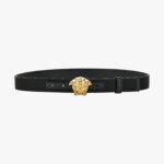 Belt 3 Cm In Versace Ribbon-Calf Leather - Black-Versace Gold