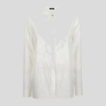 Formal Shirt In Crepe De Chine Silk Blend Baroque Stencil Print - White