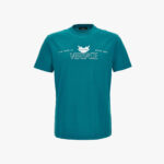 T-Shirt In Compact Cotton Jersey Fabric-Versace Logo Print - Green