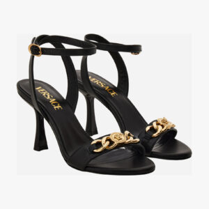 Sandal In Calf Leather - Black-Versace Gold