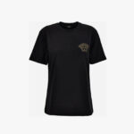 T-Shirt In Cotton Jersey Fabric With Medusa Hotfix Embroidery - Black-Gold