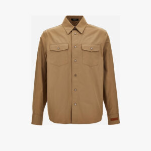 Informal Shirt In Cotton Twill Gabardine Wr+Versace Patch - Sand