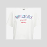 T-Shirt In Jersey Versace Milano Print - White-Fuchsia-Blue